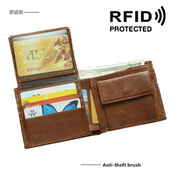 

Leather mens wallet RFID antimagnetic with loose-leaf coin purse wallets