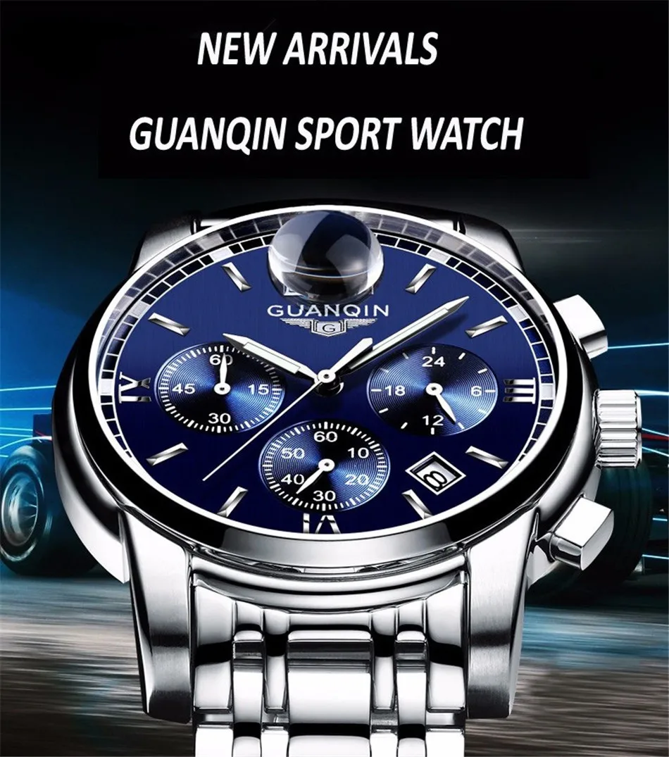 NEW GUANQIN Watch Men Quartz Watch Relogio Masculino Business Top Brand Chronograph Luminous Date Clock Men's Casual Wristwatch (1)