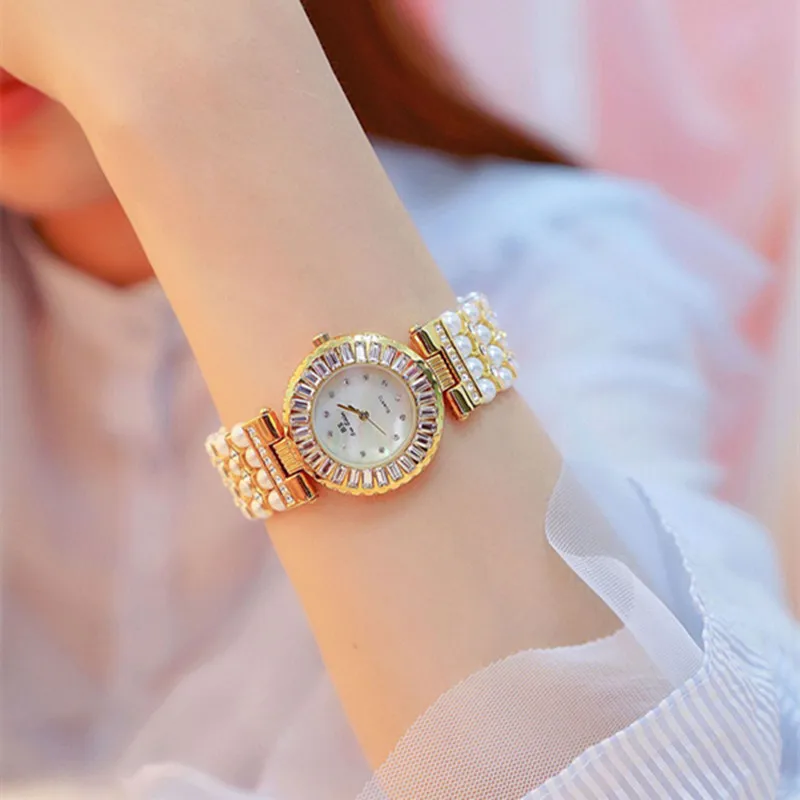 

Luxury Pearl Band Casual Woman Watches Fashion ladies Watch Female Rhinestone Quartz watches Women Bracelet Clock reloj mujer