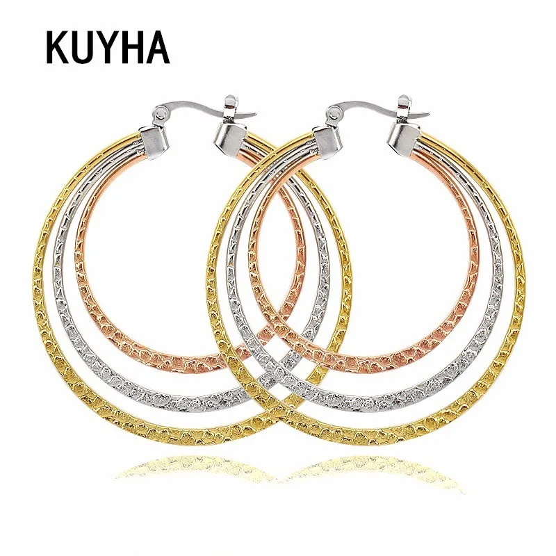 

Fashion Earrings Mix-Color Geometric Stainless Steel Long Circle France Style Gifts New Arrival
