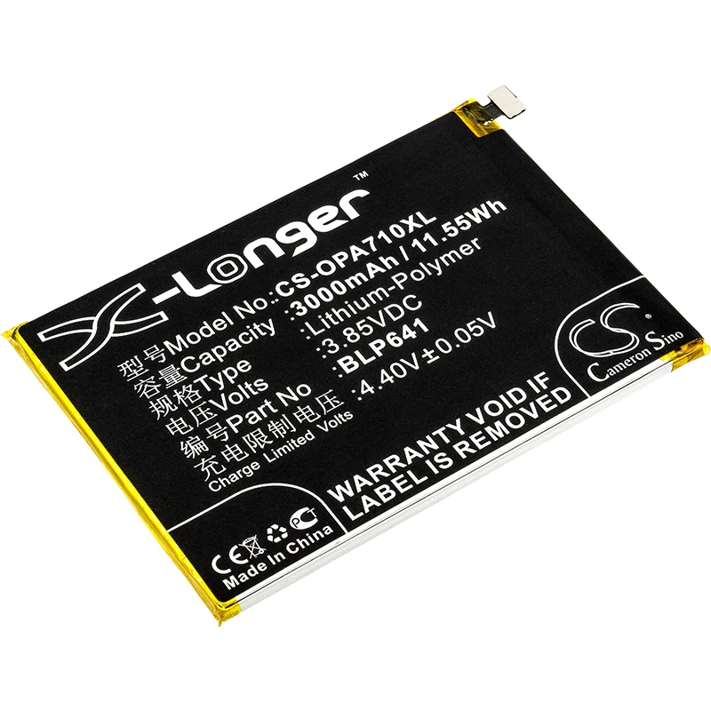 UPGRADE Cameron Sino Battery For OPPO BLP641 Mobile, SmartPhone Battery Li-Polymer 3000mAh / 11.55Wh UPGRADE Cameron Sino Battery For OPPO BLP641 Mobile, SmartPhone Battery Li-Polymer 3000mAh / 11.55Wh