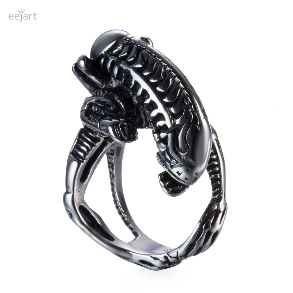 

Stainless Steel punk Ring for men Biker Skull ring Classic Alien ring
