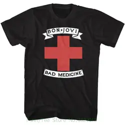 Мужские лицензированный Бон Джови новая футболка Bad Medicine черный хлопок Размеры SM-5xl