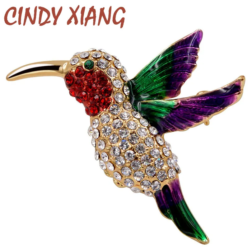 

CINDY XIANG New Summer Style CZ Rhinestone Hummingbird Brooches For Women Cute Birds Brooch Pin Small Animal Jewelry Badges