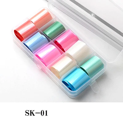 SK-01 10 шт./компл. ногтей Фольга лазерный дизайн Стикеры нейл-арта Стикеры в штучной упаковке 15 видов стилей звездного неба наклейка 100*2,4 см Маникюр украшения DIY NSK - Цвет: SK-01