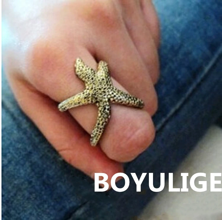

BOYULIGE 2018 new Vintage Punk Style Rings Gold Three-Dimensional Starfish Personality Ring For Women Jewelry Friend Best Gift