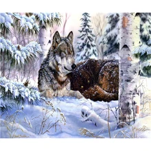 YIKEE декоративная картина маслом по номерам, краска по номеру Набор для рисования на холсте волк в снегу
