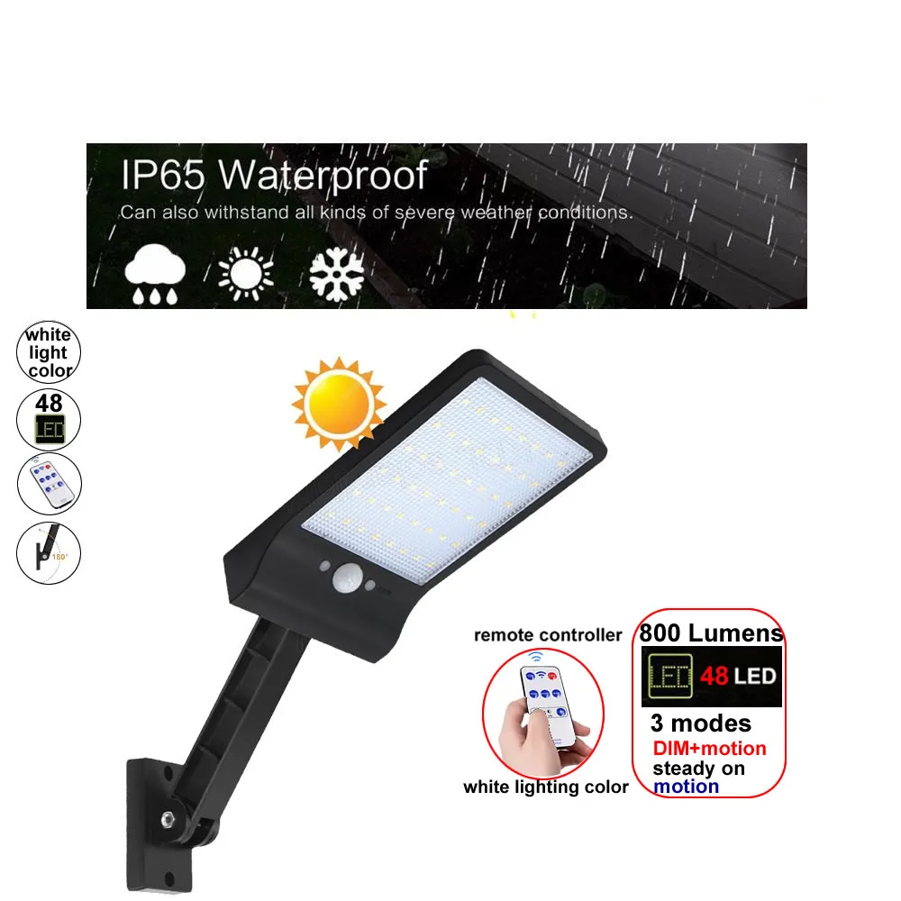 

48 LED Solar Powered Garden Lights Outdoor PIR Waterproof lamp with motion sensor Energy Savg Security Wal Lamps f