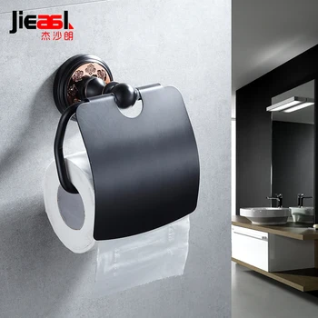 

Newly Black Ttoilet Paper Holder Brass Toilet Roll Holder Shelf Wall Mounted WC Paper Holdes Bathroom Accessories 8051-2zhi