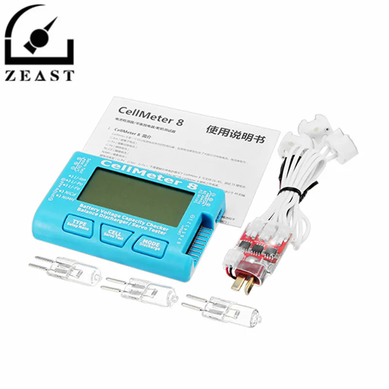 

CellMeter 8 8S Digital Battery Voltage Capacity Balance Servo Checke r Tester With Discharge Module with 3 Bulbs