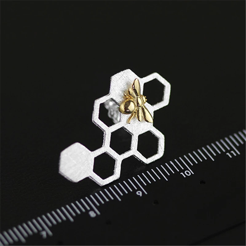 Lotus Fun Real 925 Sterling Silver Natural Creative Handmade Fine Jewelry Honeycomb Home Guard Dangle Earrings for Women Brincos