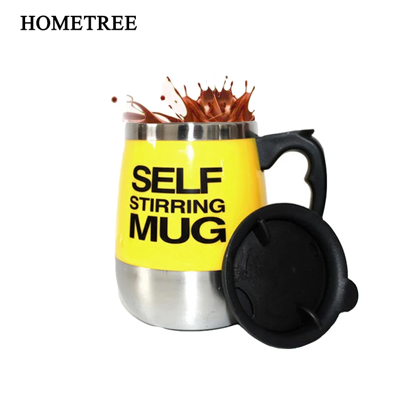 

HOMETREE 1Pc Automatic Coffee Mixing Cup With Lid Stainless Steel Self Stirring Mug Protein Shaker Smart Mixer Blender Cup HK07