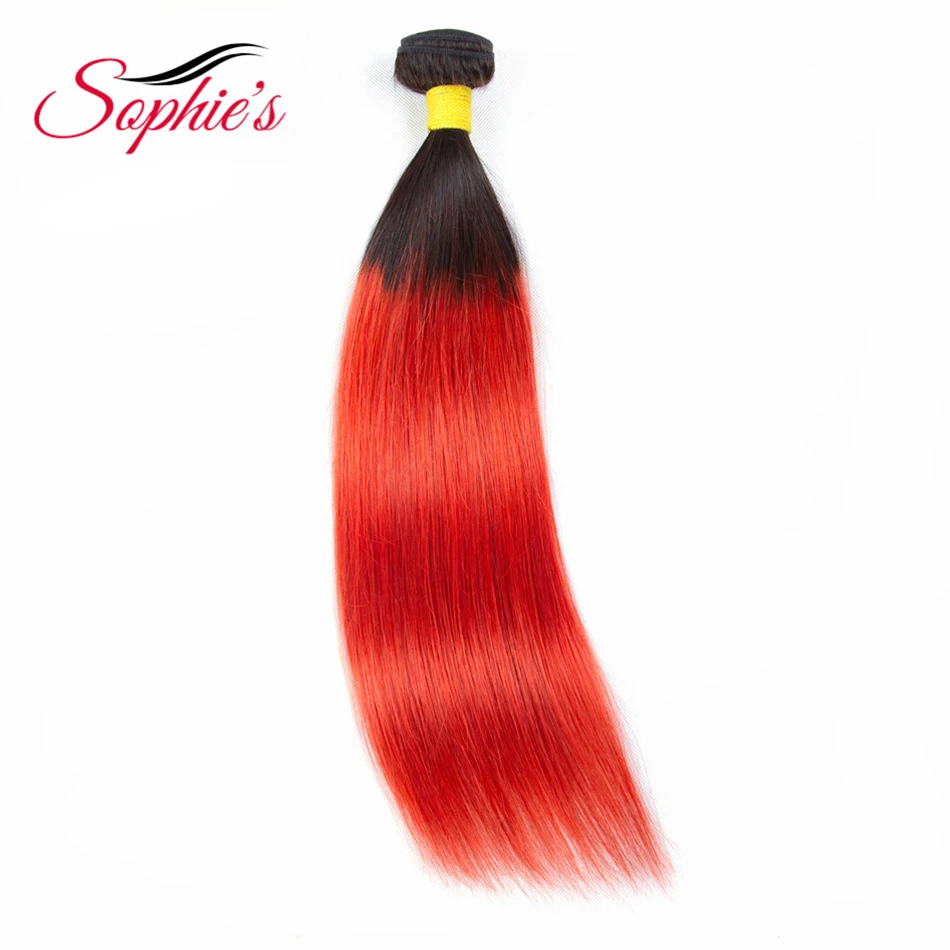 Софи перуанский натуральные волосы Ombre Пучки Волос T1b/красного цвета прямые волосы пучки 1 шт. предложения не Волосы remy расширение