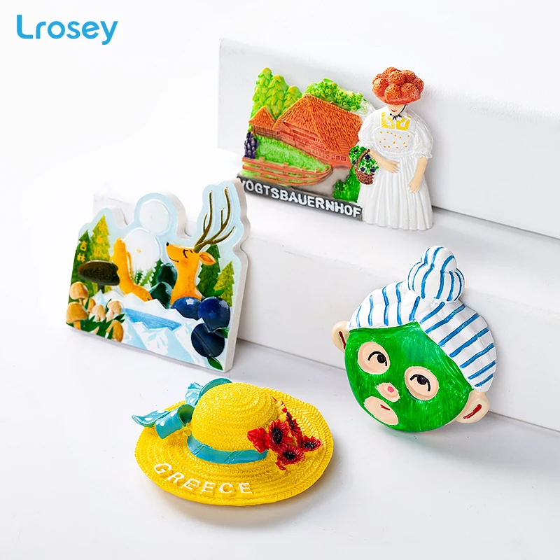 

3D Tourist souvenir Fridge Magnets Seaweed mask farmstead Refrigerator Magnets Home Decor Changbai Mountain Deer Message holder