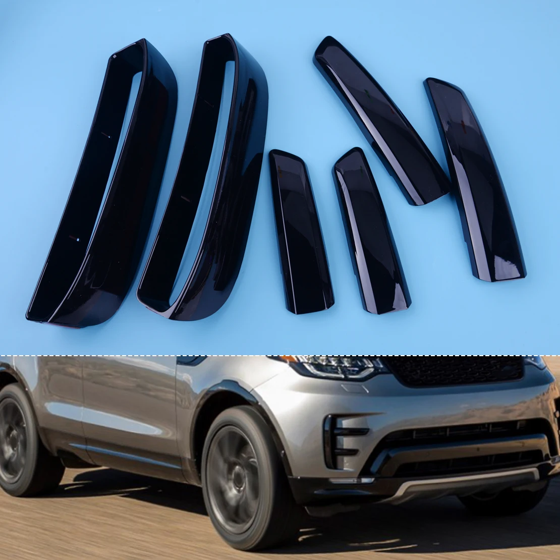 DWCX 6pcs Black Plastic Car Front Bumper Grille Air Vent Cover Set Fit For Land Rover L462 Discovery 5 2017 2018