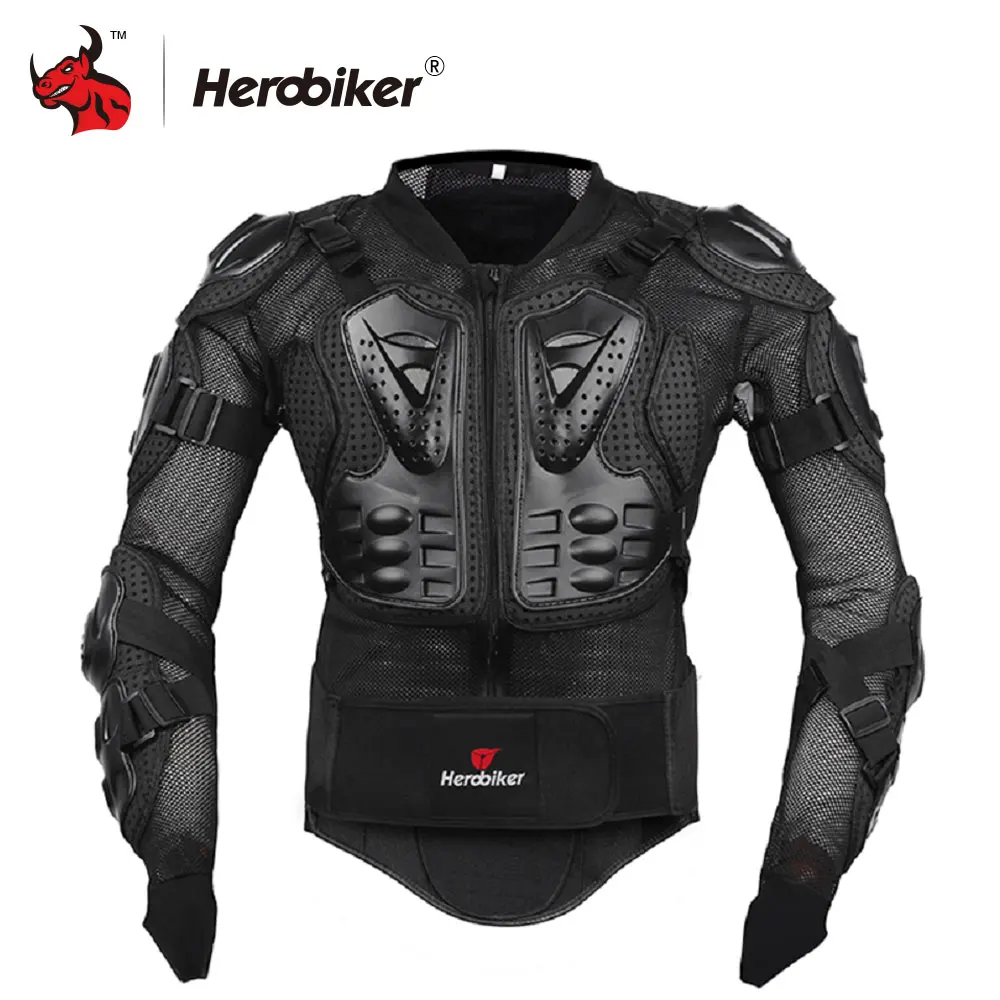 HEROBIKER мотоциклетная куртка мужская полный корпус мотоциклетная Броня мотокросса Защитное снаряжение черная мотоциклетная защита S-5XL - Цвет: black armor