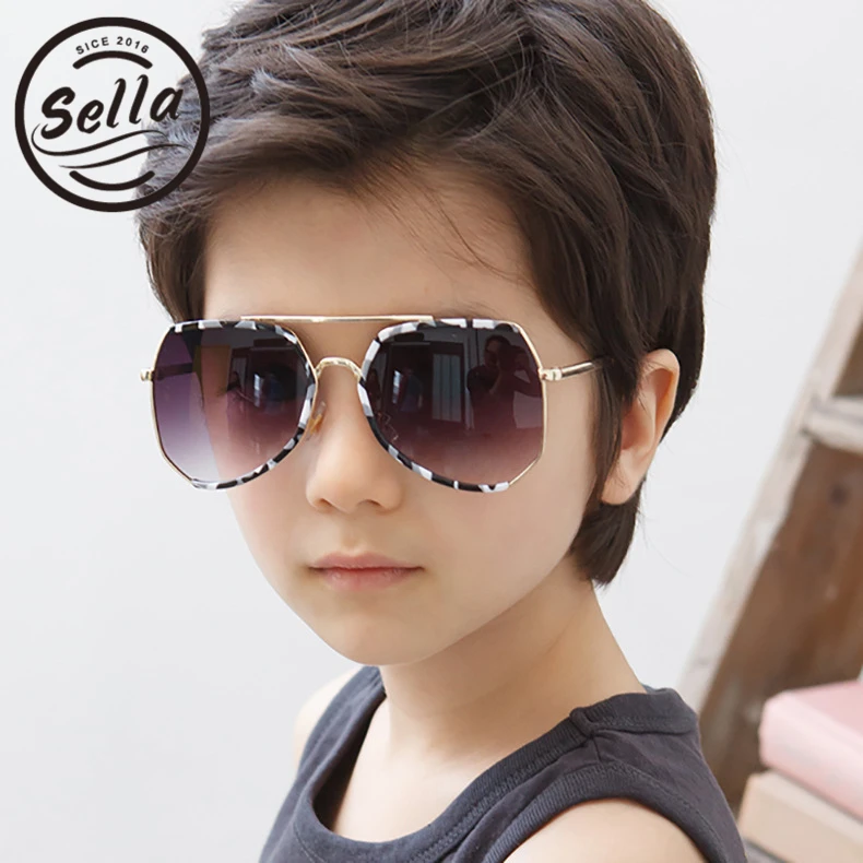 Sella Fashion Boys Girls Sunglasses High Quality Korean Style Kids Semi rimless Frame Camouflage