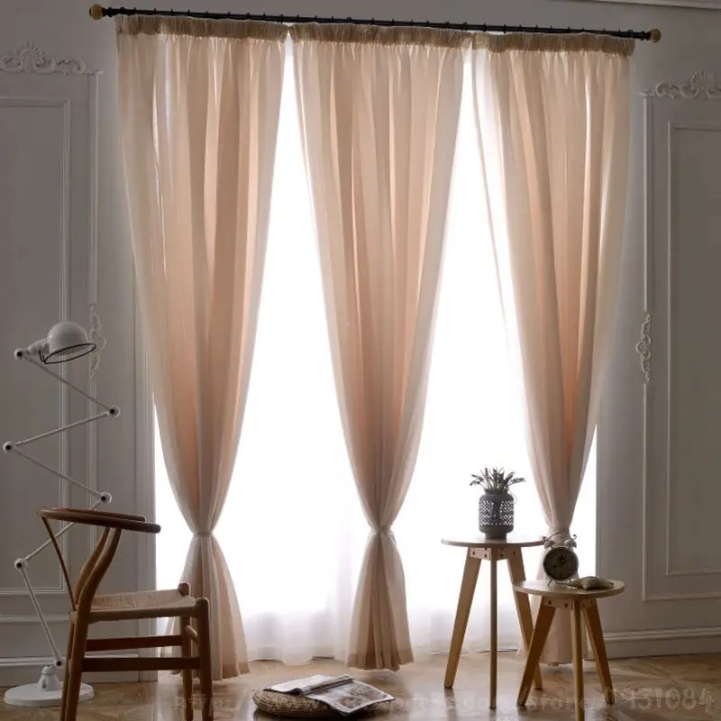 

3*2.6cm Solid Window Curtain Cortinas Fixed Pleat Processing Sheer Curtains For Living Room Translucidus Home Decor Customized