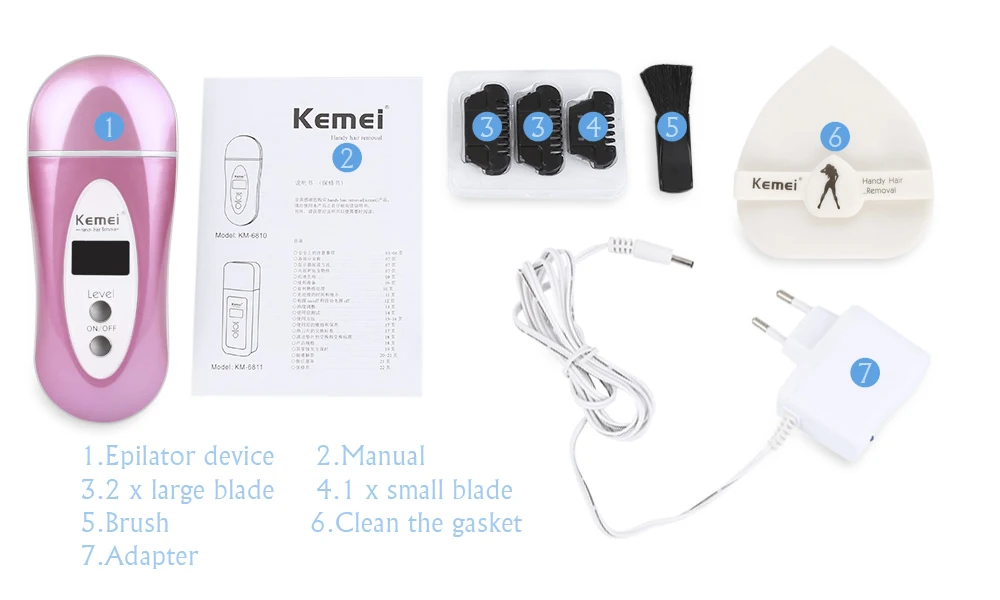 Kemei KM-6810 инфракрасный удаления волос Для женщин бритья электробритва шерсть эпилятор для бритья Женская бритва, средства для ухода для женщин Комплект Штепсельная Вилка европейского стандарта