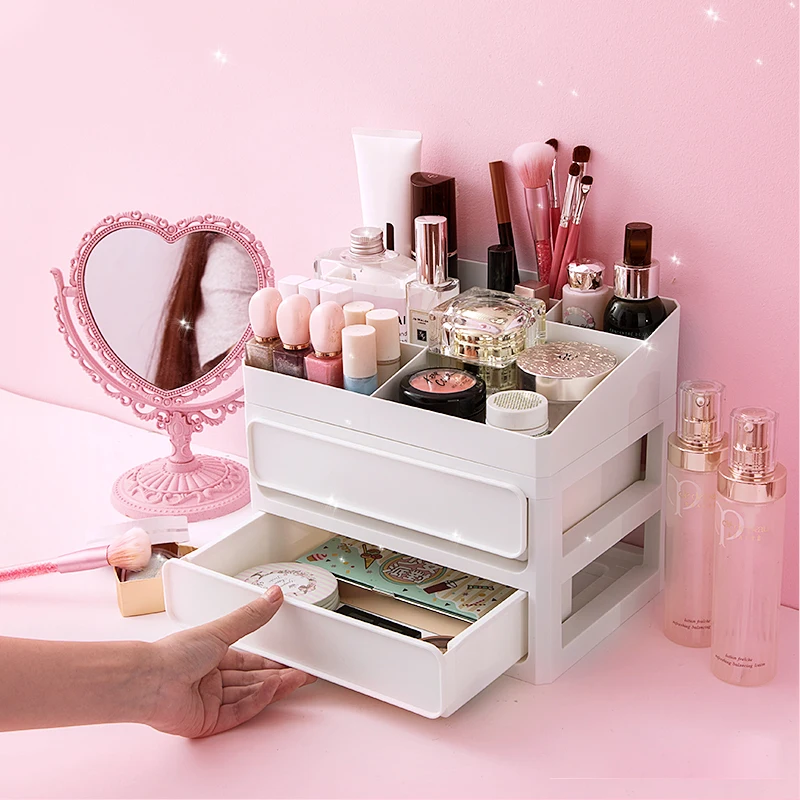 4 Layers Pink Dust-proof Office Storage Box Tik Tok Girl Pen Makeup Cosmetic Lipstick Sundries Container Articles Organizer 4 Layers Pink Dust-proof Office Storage Box Tik Tok Girl Pen Makeup Cosmetic Lipstick Sundries Container Articles Organizer