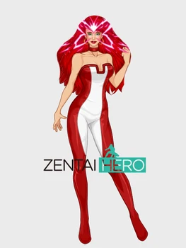 

ZentaiHero Red Angel Lady Tight Suit Red And White Catsuit Strapless Bodysuit Halloween Party Costume Jumpsuit 17040606