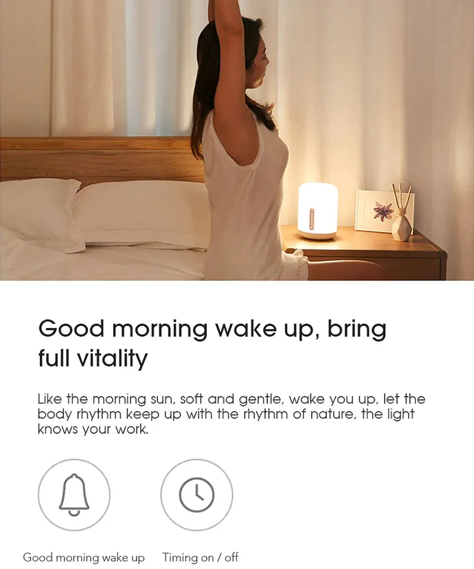 Original Xiaomi Mijia Bedside Lamp 2 Bluetooth WiFi Touch Panel APP Control RGB Table Lamp Works with Apple HomeKit Siri (5)