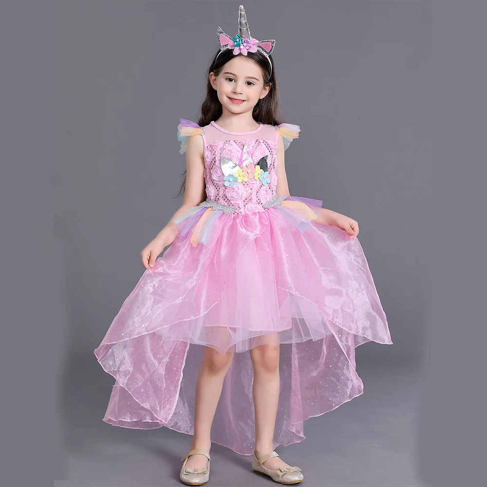 

Unicorn Rainbow Dress Toddler Girl Party Dresses Kids Clothes Princess Tutu Dress for Girls Costume Children Summer Clothing