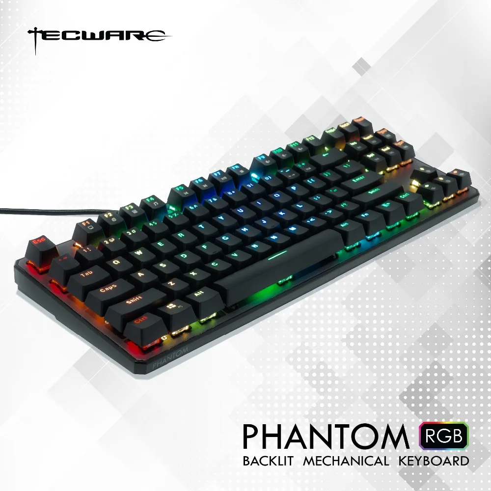 TECWARE Phantom 87 Механическая клавиатура RGB LED Outemu синий переключатель дополнительные
