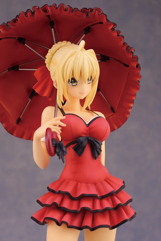 Новое поступление Аниме Фигурка Fate Stay Night Fate/Экстра меч цельное платье Ver In Red зонтик 25 см кукла, модель из ПВХ