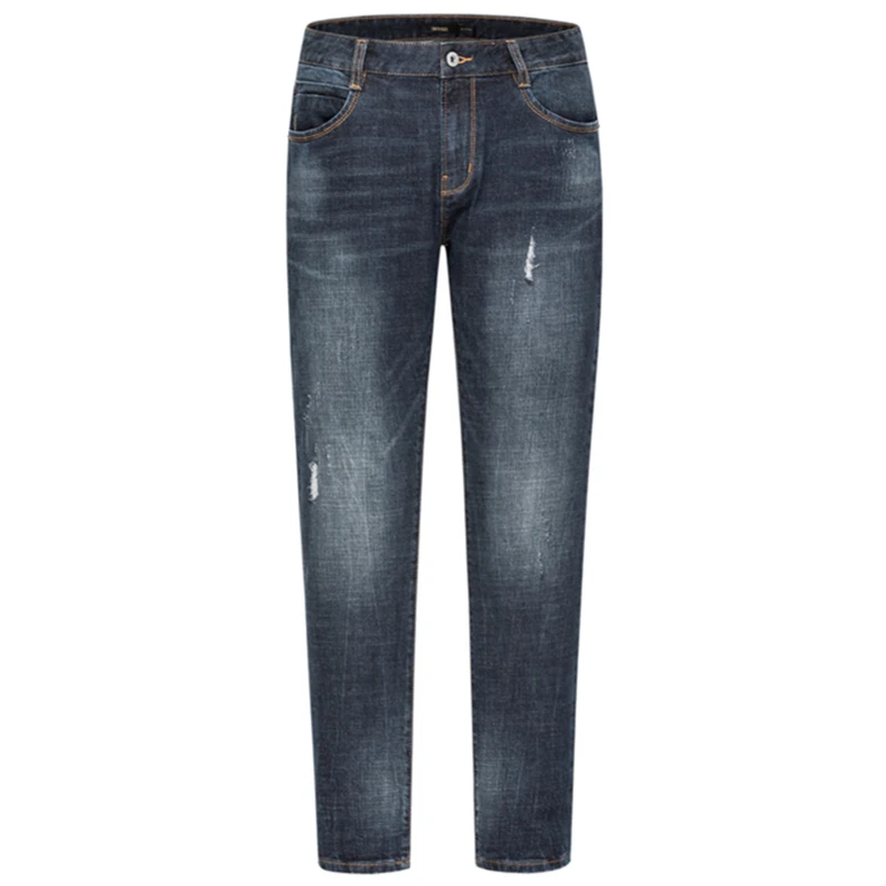 Reviews SEMIR Men Retro Slim Fit Cotton Jeans with Destruction Men's Classic Jeans Washed Denim Zip Fly with Button Streetwear