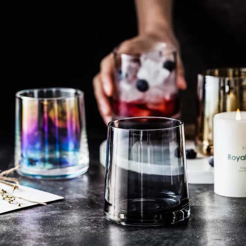 

1 piece 250ml Transparant Whisky cup glass colorful juice wine cup for gift