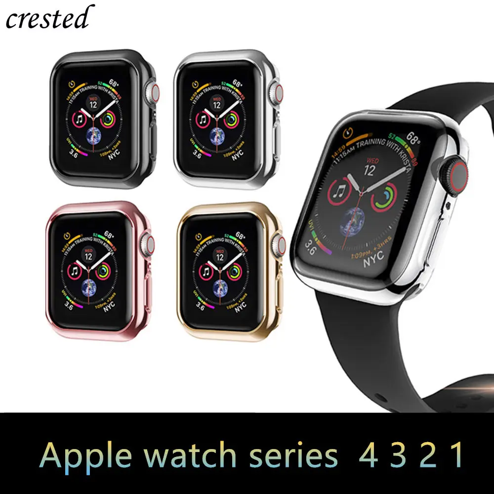Чехол для Apple Watch чехол 44 мм 40 iWatch 42 38 аксессуары с покрытием бампер Защита экрана