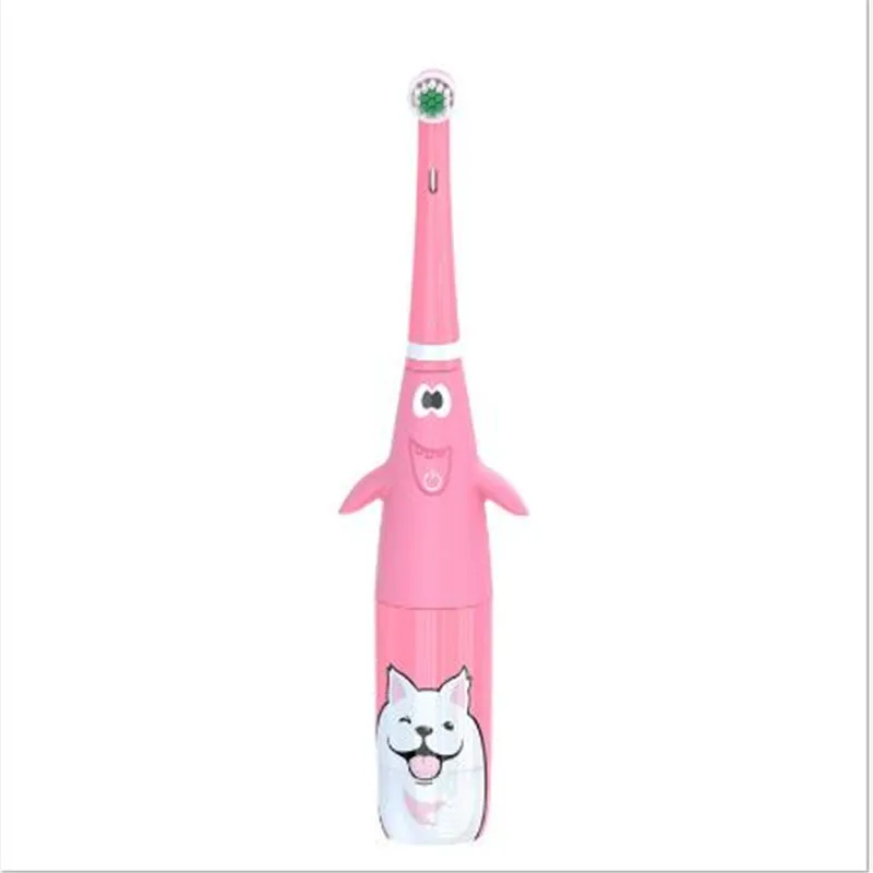 Мультяшная Детская электрическая зубная щетка с ручкой, вращающаяся Мягкая зубная щетка для ухода за волосами, массажная зубная щетка для детей, чистящие средства для полости рта