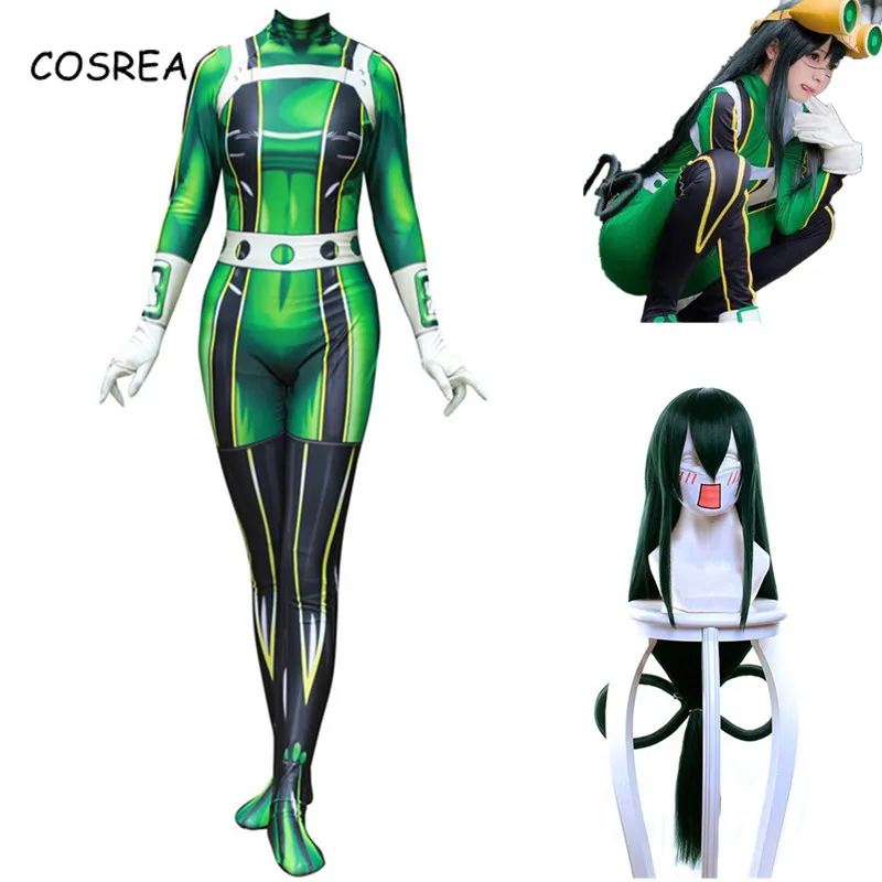 Аниме Мой Boku no Hero Academy Asui Tsuyu Froppy Tsuyu Asui Zentai боди костюм костюмы на Хэллоуин парик для взрослых женщин и детей