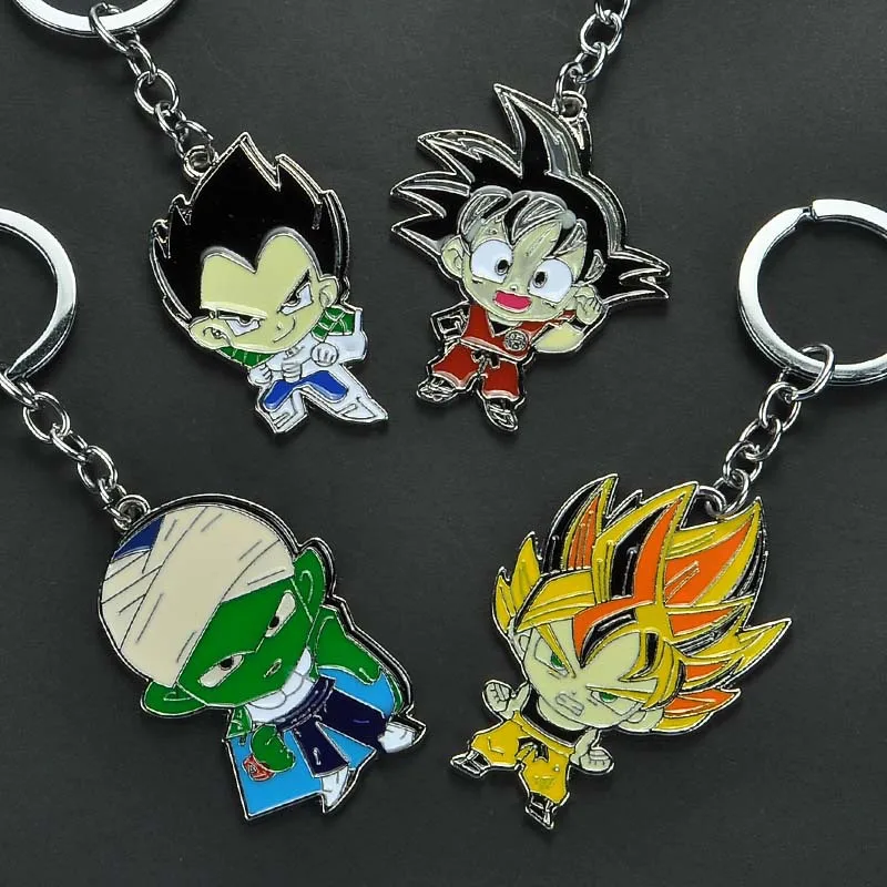 

Dragon Ball Z Keychain Super Saiyan Son Goku Gohan Vegeta Trunks Frieza Charm Pendant Metal Key Ring Car Key Chain Anime Jewelry