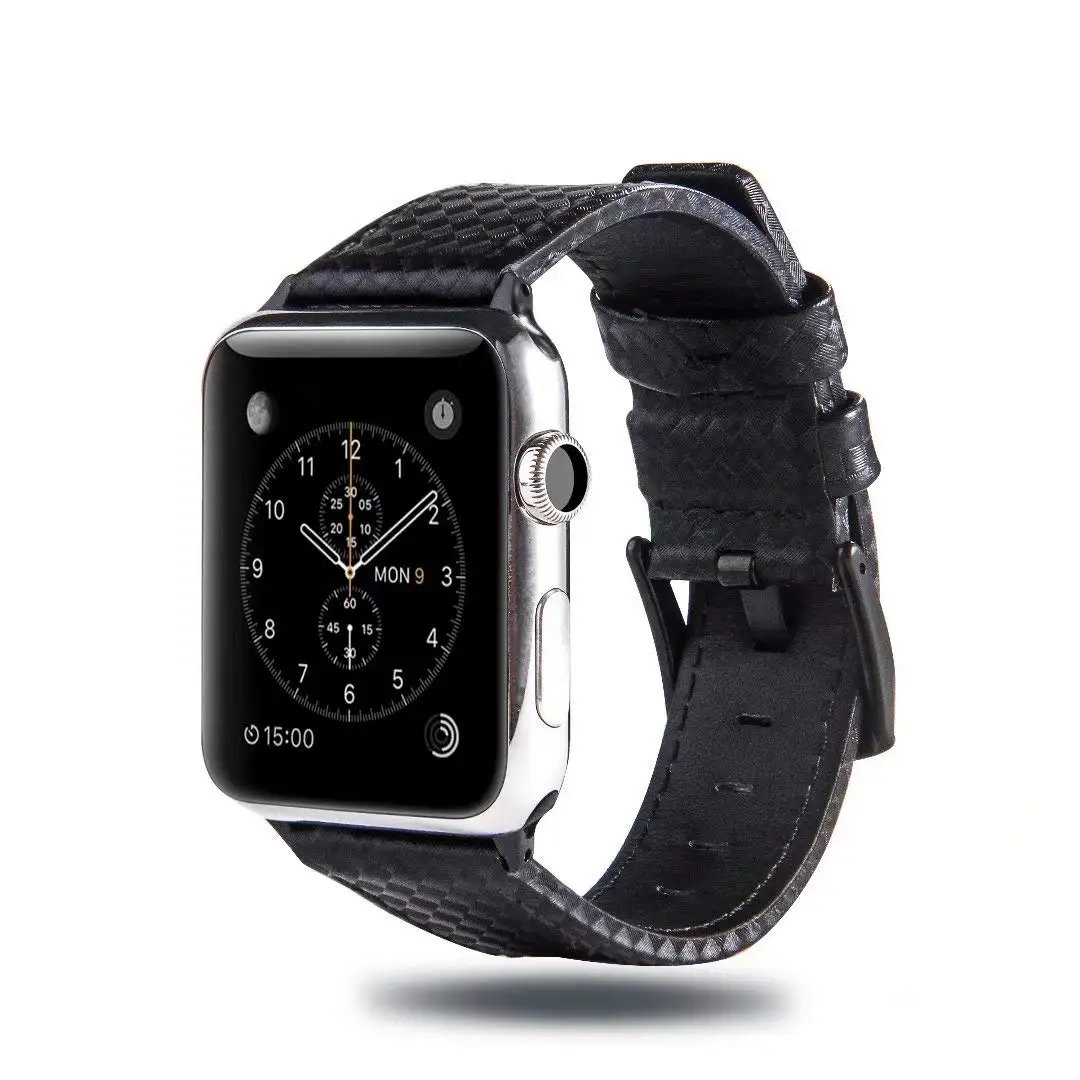 Luxury Strap for Apple watch band 42 mm 38mm Apple watch 4 3 2 1 iWatch band 44mm 40mm Carbon fiber+Leather watchband bracelet