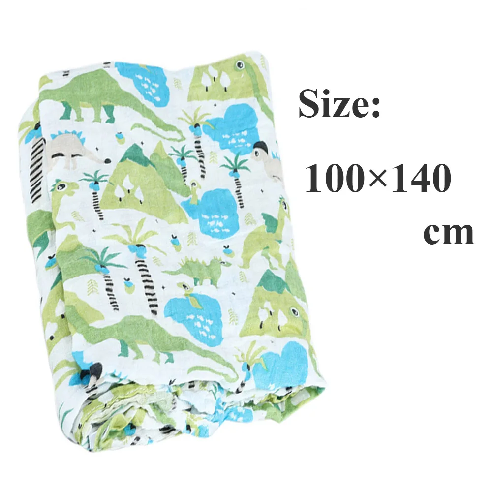1 STÜCK Beliebte Neugeborenen Weiche Atmungsaktive Musselin Decke Baby Swaddle Cartoon Gedruckt Baumwolle Multi-verwendung Decke Bettwäsche Wrap