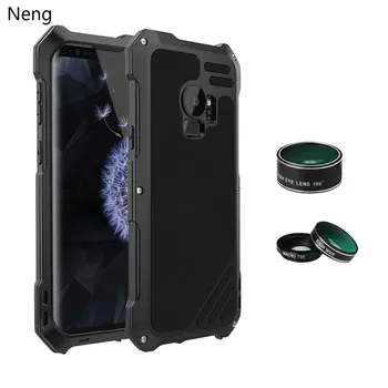 

Neng Luxury Metal Anti Shock Proof Resist Camera Lens Phone Case for Samsung S8 S8 Plus S9 S9 Plus Wide Angle Macro Lens Cover