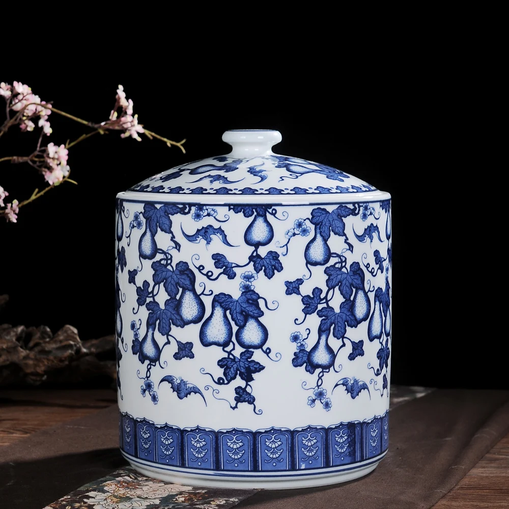Chinese Jingdezhen temple jar vase ceramic porcelain ginger jar wedding gift antique jar pot blue and white (5)