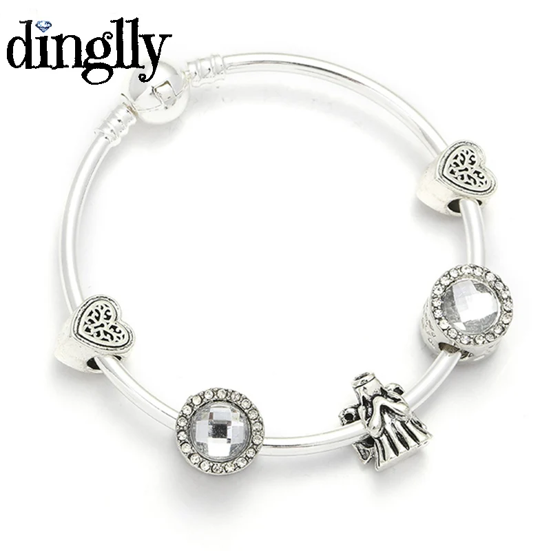 DINGLLY мультфильм Пара висячие Pulsera Шарм браслет с медведем Тигр бусины модные бренды браслеты с медведями браслет для женщин - Окраска металла: DSZ058