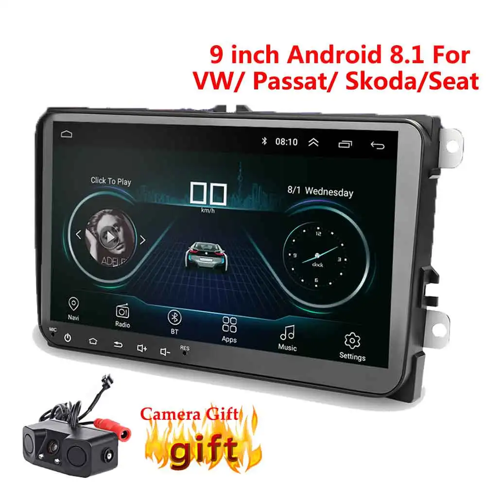 9 дюймов Android 8,1 двойной 2Din автомобильный Радио GPS авто радио 2 Din USB для Volkswagen/Passat/GOLF/Skoda/Seat Wifi bluetooth 2din - Цвет: With pz451