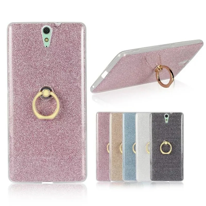 

Phone Case For Sony Xperia C5 C6 XA Ultra F3212 F3216 Glitter Bling Case Finger Ring Holder TPU Back Cover Capa for Sony C5 C6