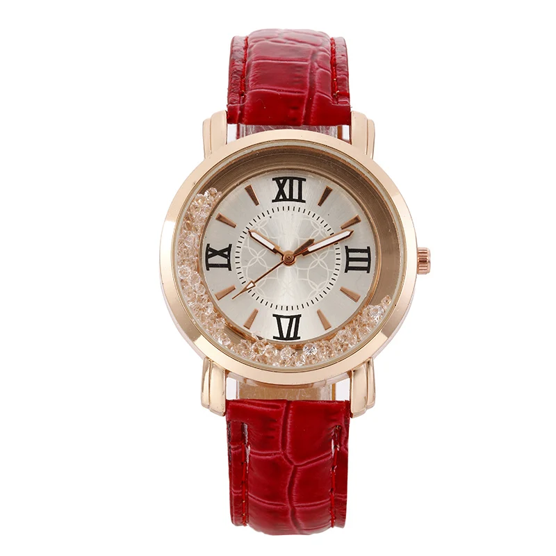

Women Crystal Rhinestone Leather Watch Fashion quicksand ladies Dress Quartz Wristwatch female Casual clock hours Relogio