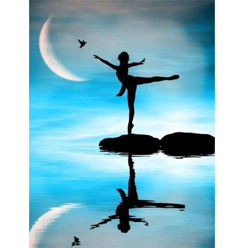 

GLymg Diy Diamond Embroidery 5D DiamondEmbroidery Painting Rhinestones Embroidery Balancing Ballerina Diamond Art Wall Decor