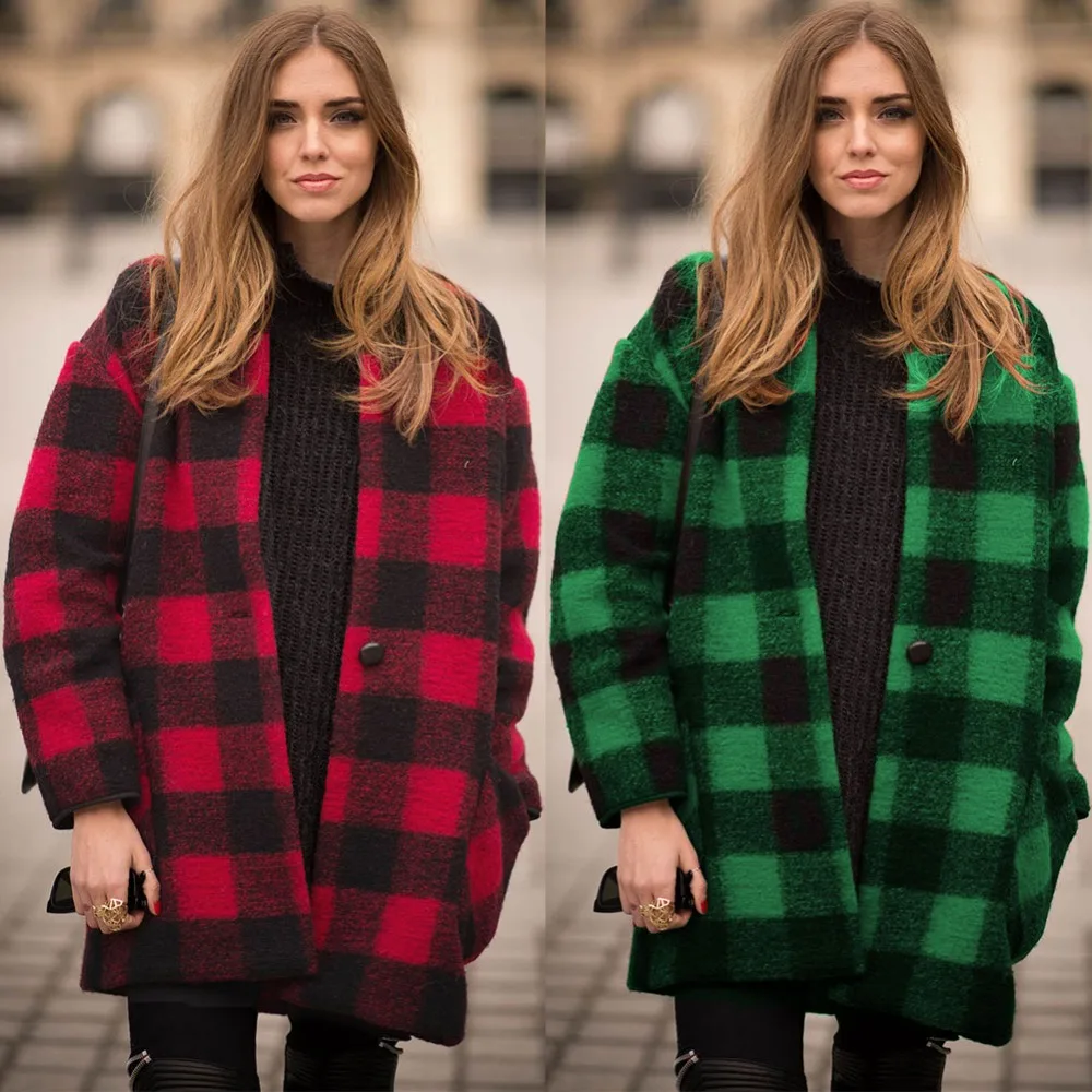 Winter New Fashion Style Woolen font b Tartan b font Classic Overcoat