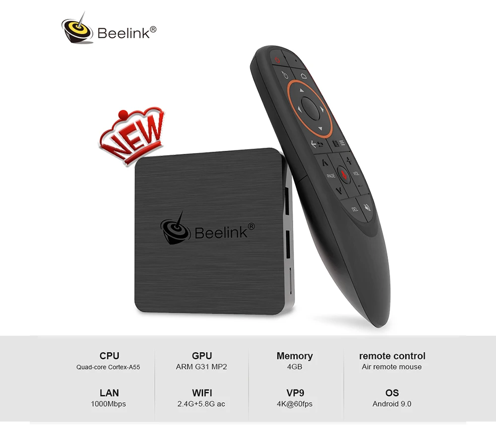 Beelink GT1mini-2 Smart tv Box Поддержка Netflix 4K IPTV, Amlogic S905X3 Android 9,0 4 Гб 64 Гб медиаплеер Двойной Wi-Fi голосовой пульт