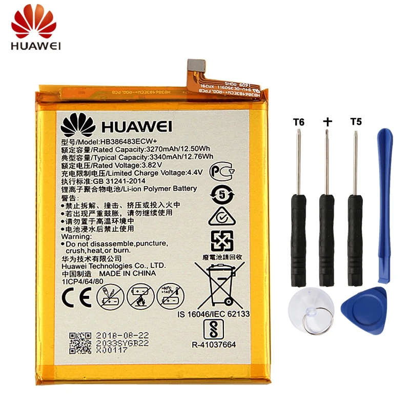 

HuaWei Original HB386483ECW+ Battery For Huawei G9 Plus Honor 6X Maimang 5 MLA-AL00 MLA-AL10 Replacement Phone Battery 3340mAh