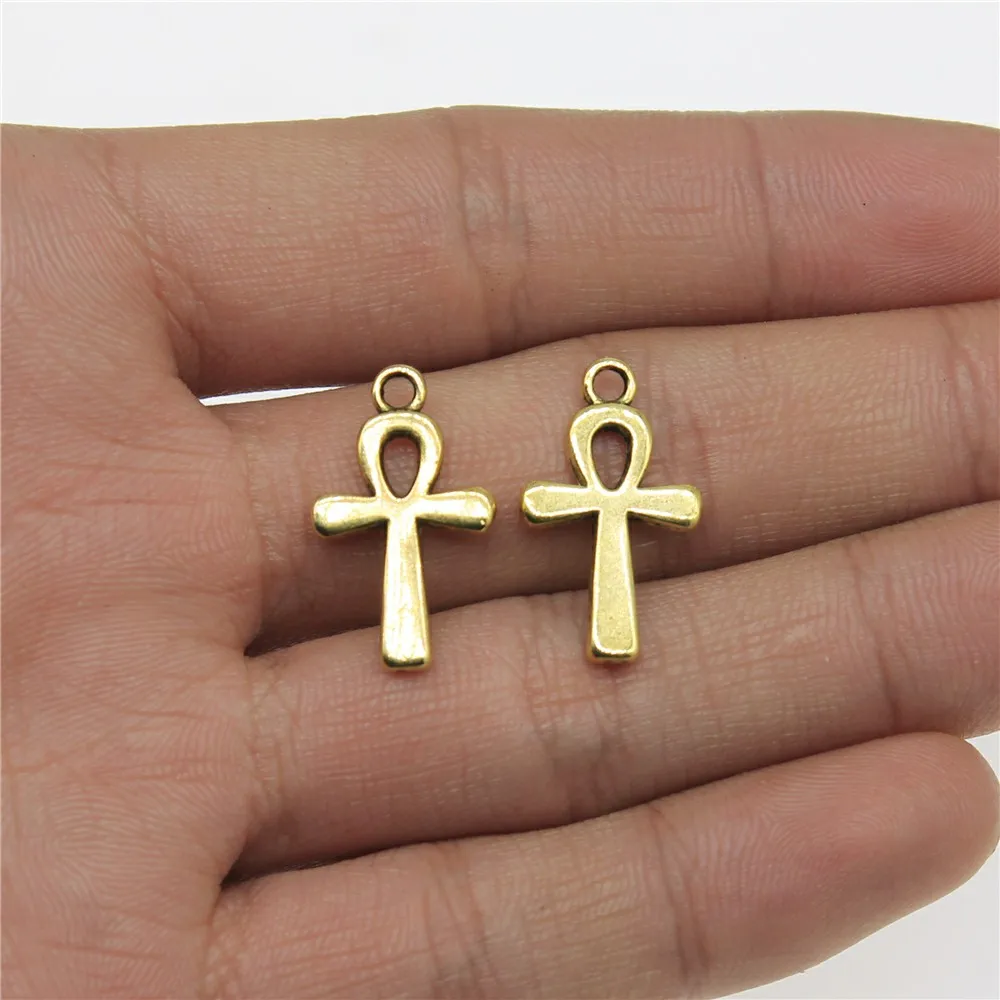 

30pcs Charms Ankh Cross Antique Gold Color 5.1x8.7 inch (13x22mm) Metal Alloy Jewelry DIY Accessories