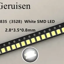 100 шт./лот 0,2 Вт SMD 2835 Светодиодный светильник с бусинами 21-25lm белый SMD светодиодный 3528 Холодный белый бисер светодиодный чип DC3.0-3.4V