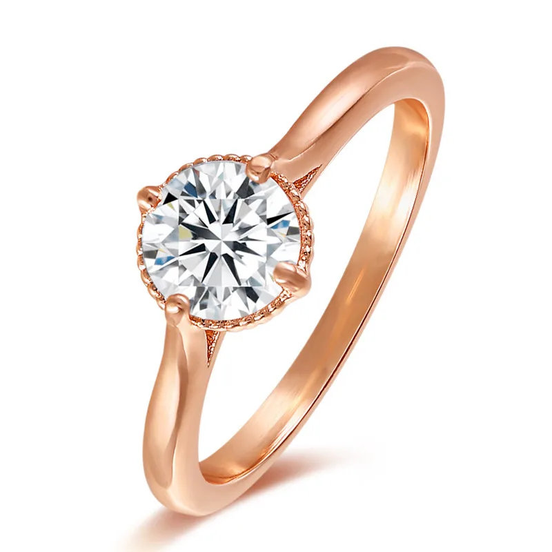 

ROMAD Rose Gold Crystal Wedding Engagement Ring for Woman Girl Valentine's Day Gift Fashion Jewelry AAAAA Cubic Zirconia R4